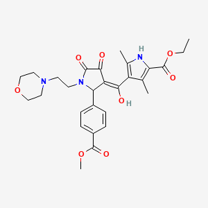 molecular formula C28H33N3O8 B5499165 ethyl 4-({4-hydroxy-2-[4-(methoxycarbonyl)phenyl]-1-[2-(4-morpholinyl)ethyl]-5-oxo-2,5-dihydro-1H-pyrrol-3-yl}carbonyl)-3,5-dimethyl-1H-pyrrole-2-carboxylate 