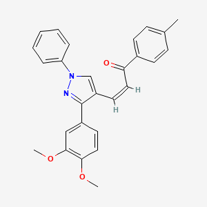 molecular formula C27H24N2O3 B5499193 3-[3-(3,4-dimethoxyphenyl)-1-phenyl-1H-pyrazol-4-yl]-1-(4-methylphenyl)-2-propen-1-one 
