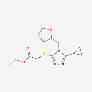 molecular formula C14H21N3O3S B5499246 ethyl {[5-cyclopropyl-4-(tetrahydro-2-furanylmethyl)-4H-1,2,4-triazol-3-yl]thio}acetate 