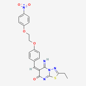 molecular formula C22H19N5O5S B5499253 2-ethyl-5-imino-6-{4-[2-(4-nitrophenoxy)ethoxy]benzylidene}-5,6-dihydro-7H-[1,3,4]thiadiazolo[3,2-a]pyrimidin-7-one 