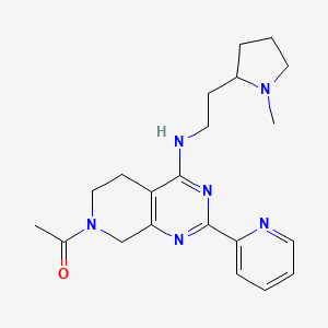 molecular formula C21H28N6O B5499276 7-acetyl-N-[2-(1-methylpyrrolidin-2-yl)ethyl]-2-pyridin-2-yl-5,6,7,8-tetrahydropyrido[3,4-d]pyrimidin-4-amine 