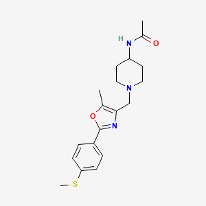 molecular formula C19H25N3O2S B5499369 N-[1-({5-methyl-2-[4-(methylthio)phenyl]-1,3-oxazol-4-yl}methyl)piperidin-4-yl]acetamide 