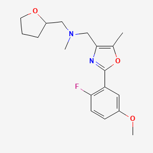 molecular formula C18H23FN2O3 B5499375 1-[2-(2-fluoro-5-methoxyphenyl)-5-methyl-1,3-oxazol-4-yl]-N-methyl-N-(tetrahydrofuran-2-ylmethyl)methanamine 