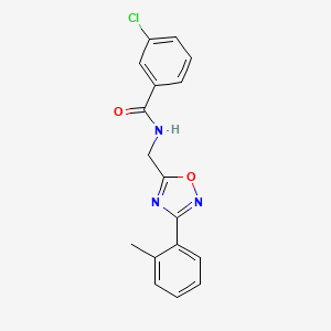 molecular formula C17H14ClN3O2 B5499398 3-chloro-N-{[3-(2-methylphenyl)-1,2,4-oxadiazol-5-yl]methyl}benzamide 