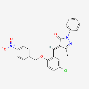 molecular formula C24H18ClN3O4 B5499431 4-{5-chloro-2-[(4-nitrobenzyl)oxy]benzylidene}-5-methyl-2-phenyl-2,4-dihydro-3H-pyrazol-3-one 
