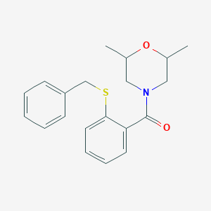 molecular formula C20H23NO2S B5499461 4-[2-(benzylthio)benzoyl]-2,6-dimethylmorpholine 