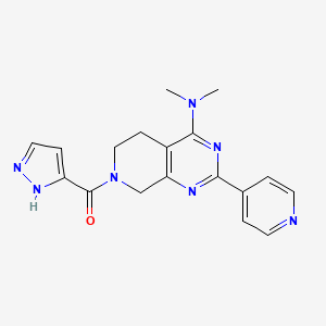 molecular formula C18H19N7O B5499491 N,N-dimethyl-7-(1H-pyrazol-3-ylcarbonyl)-2-(4-pyridinyl)-5,6,7,8-tetrahydropyrido[3,4-d]pyrimidin-4-amine 