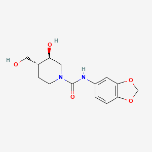 (3R*,4R*)-N-1,3-benzodioxol-5-yl-3-hydroxy-4-(hydroxymethyl)-1-piperidinecarboxamide