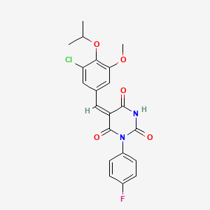 molecular formula C21H18ClFN2O5 B5499523 5-(3-chloro-4-isopropoxy-5-methoxybenzylidene)-1-(4-fluorophenyl)-2,4,6(1H,3H,5H)-pyrimidinetrione 