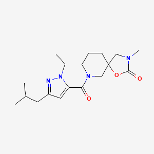 molecular formula C18H28N4O3 B5499544 7-[(1-ethyl-3-isobutyl-1H-pyrazol-5-yl)carbonyl]-3-methyl-1-oxa-3,7-diazaspiro[4.5]decan-2-one 