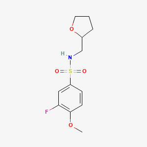 molecular formula C12H16FNO4S B5499625 3-fluoro-4-methoxy-N-(tetrahydro-2-furanylmethyl)benzenesulfonamide 