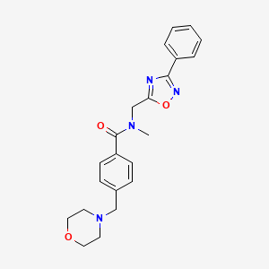 molecular formula C22H24N4O3 B5499632 N-methyl-4-(4-morpholinylmethyl)-N-[(3-phenyl-1,2,4-oxadiazol-5-yl)methyl]benzamide 