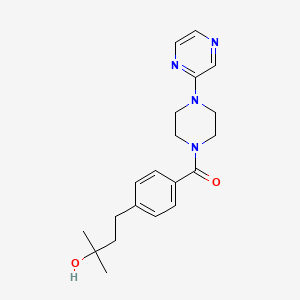 molecular formula C20H26N4O2 B5499642 2-methyl-4-(4-{[4-(2-pyrazinyl)-1-piperazinyl]carbonyl}phenyl)-2-butanol 