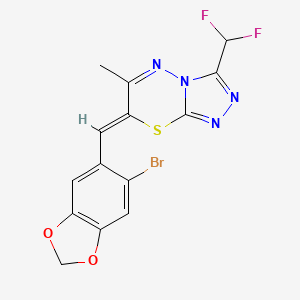 7-[(6-bromo-1,3-benzodioxol-5-yl)methylene]-3-(difluoromethyl)-6-methyl-7H-[1,2,4]triazolo[3,4-b][1,3,4]thiadiazine
