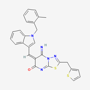 molecular formula C27H21N5OS2 B5499707 5-imino-6-{[1-(2-methylbenzyl)-1H-indol-3-yl]methylene}-2-(2-thienylmethyl)-5,6-dihydro-7H-[1,3,4]thiadiazolo[3,2-a]pyrimidin-7-one 