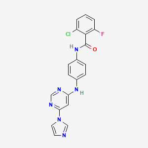 molecular formula C20H14ClFN6O B5499729 2-chloro-6-fluoro-N-(4-{[6-(1H-imidazol-1-yl)-4-pyrimidinyl]amino}phenyl)benzamide 