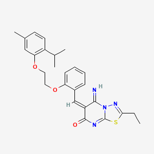molecular formula C26H28N4O3S B5499783 2-ethyl-5-imino-6-{2-[2-(2-isopropyl-5-methylphenoxy)ethoxy]benzylidene}-5,6-dihydro-7H-[1,3,4]thiadiazolo[3,2-a]pyrimidin-7-one 