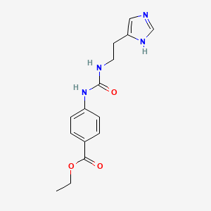 molecular formula C15H18N4O3 B5499796 ethyl 4-[({[2-(1H-imidazol-4-yl)ethyl]amino}carbonyl)amino]benzoate 