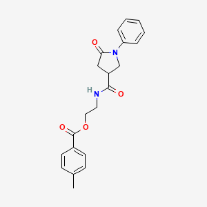 molecular formula C21H22N2O4 B5499822 2-{[(5-oxo-1-phenyl-3-pyrrolidinyl)carbonyl]amino}ethyl 4-methylbenzoate 