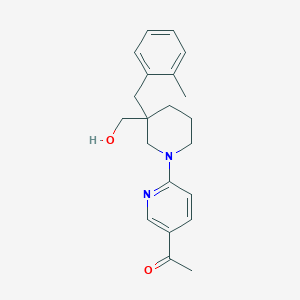molecular formula C21H26N2O2 B5499830 1-{6-[3-(hydroxymethyl)-3-(2-methylbenzyl)piperidin-1-yl]pyridin-3-yl}ethanone 