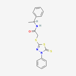 molecular formula C18H17N3OS3 B5499861 N-(1-phenylethyl)-2-[(4-phenyl-5-thioxo-4,5-dihydro-1,3,4-thiadiazol-2-yl)thio]acetamide 