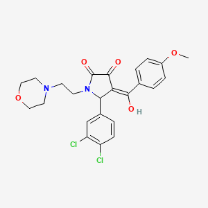 molecular formula C24H24Cl2N2O5 B5499890 5-(3,4-dichlorophenyl)-3-hydroxy-4-(4-methoxybenzoyl)-1-[2-(4-morpholinyl)ethyl]-1,5-dihydro-2H-pyrrol-2-one 