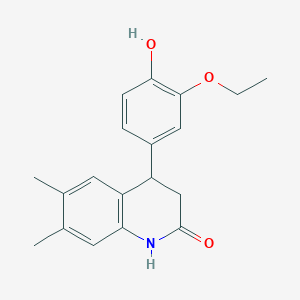 molecular formula C19H21NO3 B5499915 4-(3-ethoxy-4-hydroxyphenyl)-6,7-dimethyl-3,4-dihydro-2(1H)-quinolinone 