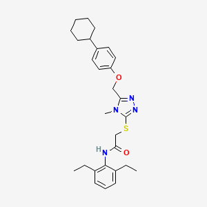 molecular formula C28H36N4O2S B5499941 2-({5-[(4-cyclohexylphenoxy)methyl]-4-methyl-4H-1,2,4-triazol-3-yl}thio)-N-(2,6-diethylphenyl)acetamide 