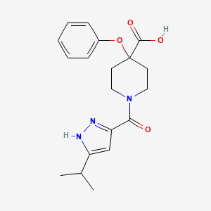molecular formula C19H23N3O4 B5499975 1-[(3-isopropyl-1H-pyrazol-5-yl)carbonyl]-4-phenoxypiperidine-4-carboxylic acid 