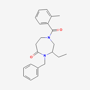 molecular formula C22H26N2O2 B5499977 4-benzyl-3-ethyl-1-(2-methylbenzoyl)-1,4-diazepan-5-one 