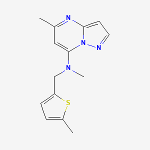 molecular formula C14H16N4S B5499984 N,5-dimethyl-N-[(5-methyl-2-thienyl)methyl]pyrazolo[1,5-a]pyrimidin-7-amine 