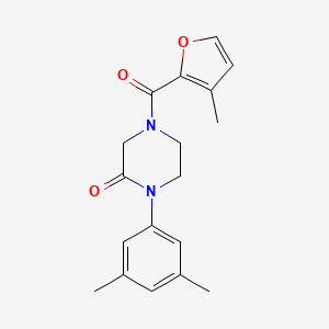 molecular formula C18H20N2O3 B5499999 1-(3,5-dimethylphenyl)-4-(3-methyl-2-furoyl)piperazin-2-one 