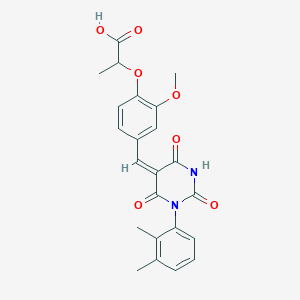 molecular formula C23H22N2O7 B5500022 2-(4-{[1-(2,3-dimethylphenyl)-2,4,6-trioxotetrahydro-5(2H)-pyrimidinylidene]methyl}-2-methoxyphenoxy)propanoic acid 