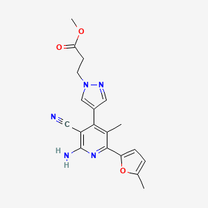 methyl 3-{4-[2-amino-3-cyano-5-methyl-6-(5-methyl-2-furyl)pyridin-4-yl]-1H-pyrazol-1-yl}propanoate