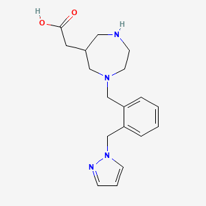 molecular formula C18H24N4O2 B5500060 {1-[2-(1H-pyrazol-1-ylmethyl)benzyl]-1,4-diazepan-6-yl}acetic acid 