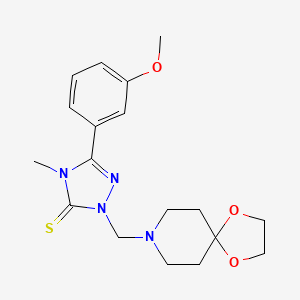 molecular formula C18H24N4O3S B5500080 2-(1,4-dioxa-8-azaspiro[4.5]dec-8-ylmethyl)-5-(3-methoxyphenyl)-4-methyl-2,4-dihydro-3H-1,2,4-triazole-3-thione 
