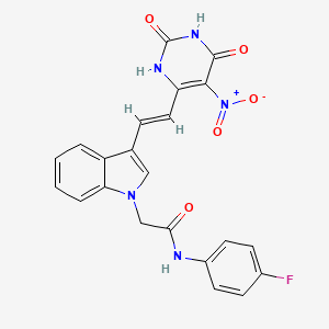 molecular formula C22H16FN5O5 B5500086 N-(4-fluorophenyl)-2-{3-[2-(5-nitro-2,6-dioxo-1,2,3,6-tetrahydro-4-pyrimidinyl)vinyl]-1H-indol-1-yl}acetamide 