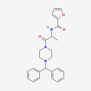 molecular formula C25H27N3O3 B5500089 N-{2-[4-(diphenylmethyl)-1-piperazinyl]-1-methyl-2-oxoethyl}-2-furamide 