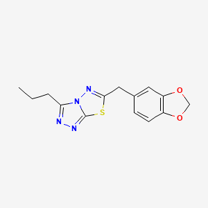 molecular formula C14H14N4O2S B5500100 6-(1,3-benzodioxol-5-ylmethyl)-3-propyl[1,2,4]triazolo[3,4-b][1,3,4]thiadiazole 