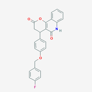 molecular formula C25H18FNO4 B5500111 4-{4-[(4-fluorobenzyl)oxy]phenyl}-4,6-dihydro-2H-pyrano[3,2-c]quinoline-2,5(3H)-dione 