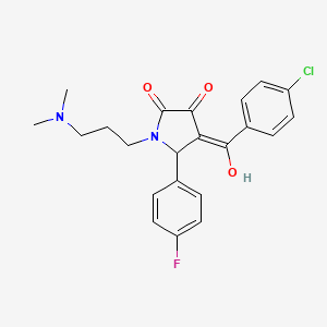 molecular formula C22H22ClFN2O3 B5500114 4-(4-chlorobenzoyl)-1-[3-(dimethylamino)propyl]-5-(4-fluorophenyl)-3-hydroxy-1,5-dihydro-2H-pyrrol-2-one 