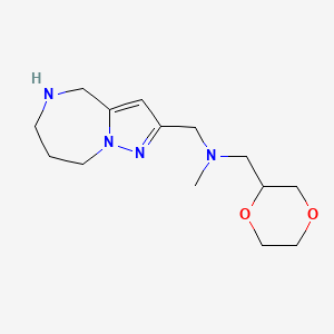 molecular formula C14H24N4O2 B5500115 (1,4-dioxan-2-ylmethyl)methyl(5,6,7,8-tetrahydro-4H-pyrazolo[1,5-a][1,4]diazepin-2-ylmethyl)amine 