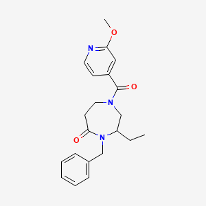 molecular formula C21H25N3O3 B5500127 4-benzyl-3-ethyl-1-(2-methoxyisonicotinoyl)-1,4-diazepan-5-one 