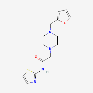 molecular formula C14H18N4O2S B5500152 2-[4-(2-furylmethyl)-1-piperazinyl]-N-1,3-thiazol-2-ylacetamide 