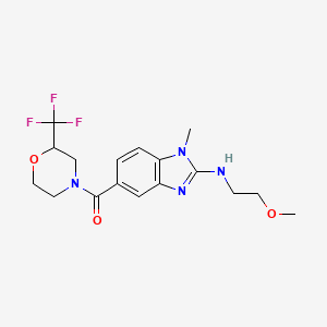 molecular formula C17H21F3N4O3 B5500161 N-(2-甲氧基乙基)-1-甲基-5-[{2-(三氟甲基)吗啉-4-基]羰基}-1H-苯并咪唑-2-胺 