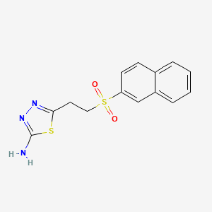 molecular formula C14H13N3O2S2 B5500225 5-[2-(2-naphthylsulfonyl)ethyl]-1,3,4-thiadiazol-2-amine 
