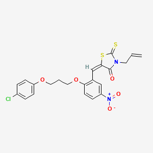molecular formula C22H19ClN2O5S2 B5500233 3-烯丙基-5-{2-[3-(4-氯苯氧基)丙氧基]-5-硝基苄叉]-2-硫代-1,3-噻唑烷-4-酮 