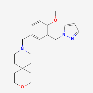 molecular formula C21H29N3O2 B5500275 9-[4-methoxy-3-(1H-pyrazol-1-ylmethyl)benzyl]-3-oxa-9-azaspiro[5.5]undecane 