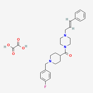 molecular formula C28H34FN3O5 B5500296 1-{[1-(4-氟苄基)-4-哌啶基]羰基}-4-(3-苯基-2-丙烯-1-基)哌嗪草酸盐 