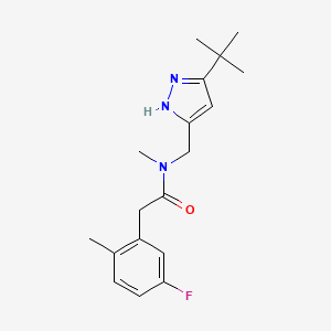 molecular formula C18H24FN3O B5500329 N-[(3-tert-butyl-1H-pyrazol-5-yl)methyl]-2-(5-fluoro-2-methylphenyl)-N-methylacetamide 